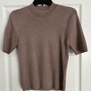 New ~ Staccato glitter lurex mock neck short sleeve top. Large